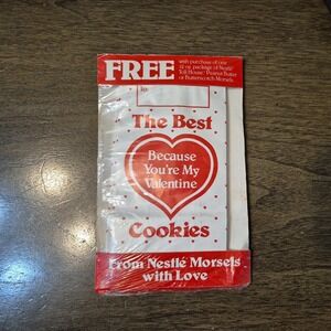 Vintage Nestle Valentines Day Cookie Recipe Card And Bags 1985 NOS